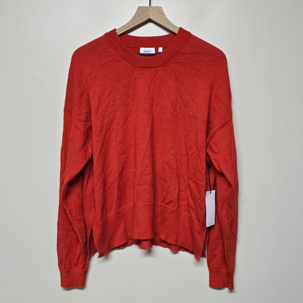 SSKEIN‎ Womens Red Crewneck Boxy Baby Alpaca Pullover Sweater Sz L NWT $298